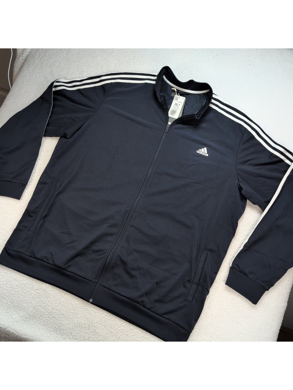 Adidas Men's 3XLT Tricot Track Top Warm-Up Jacket Full Zip Legend Ink Blue NEW